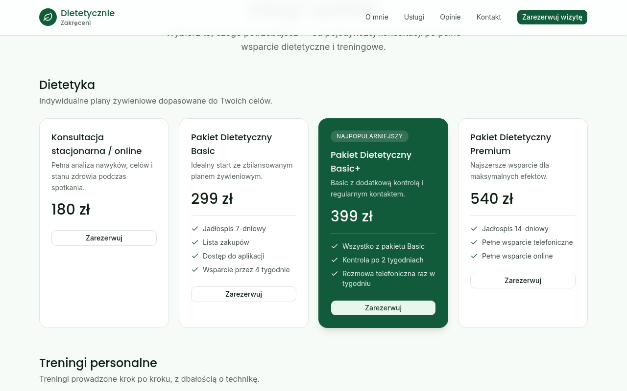Podgląd strony Dietetycznie Zakręceni